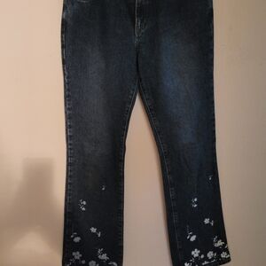 Floral Embroidered Black Jeans